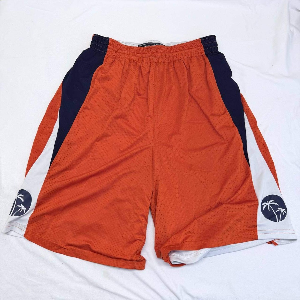 Holloway Performance Mesh Basketball Shorts Mens Medium Orange Navy Reversible